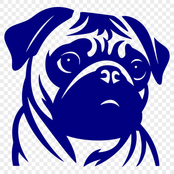 A stylized illustration of a Pug's head, suitable for vector design and commercial or personal use.