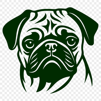 A cartoon illustration of a Pug's head, ideal for personal or commercial use in design projects.