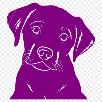 A illustration of a friendly Labrador Retriever's head with floppy ears and a wagging tongue.