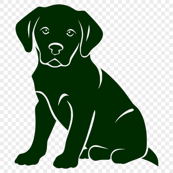 A full-body illustration of a sitting Labrador Retriever dog with detailed fur texture.