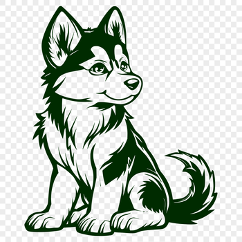 A vector design of a cute Husky puppy in a sitting pose, suitable for various digital and print applications.