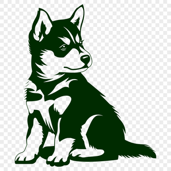An SVG vector design featuring a cute adult Husky in a sitting position.