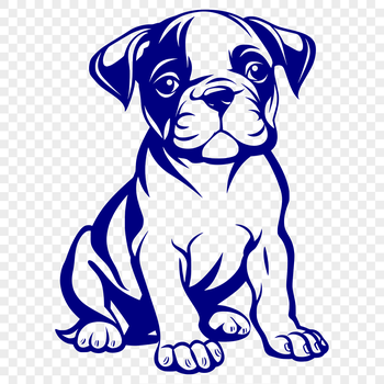 An SVG vector design of a cute Boxer in a seated position.