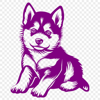 A full-body illustration of a Husky sitting comfortably.