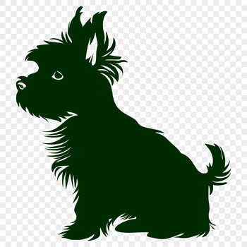Close-up vector illustration of a small breed dog sitting on its haunches.