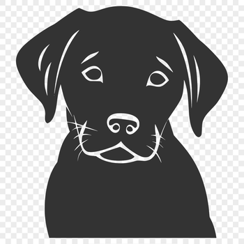 A digital illustration of a smiling Labrador Retriever's head.