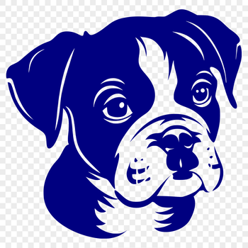 A vector graphic representation of a cute Boxer puppy face.