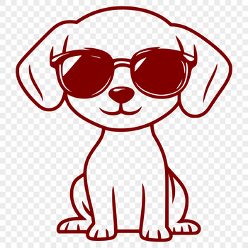 A high-quality digital illustration of a Weimaraner dog sitting and wearing sunglasses in a vector format.