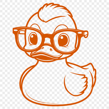 A cartoon duck wearing glasses, illustrated in vector format.