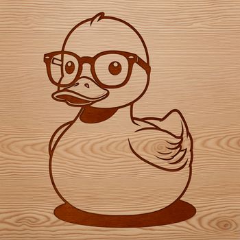 A cartoon duck wearing glasses in a digital vector format.