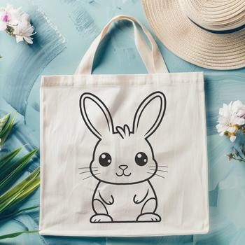 An SVG clip art design featuring a cartoon rabbit in a sitting position, suitable for various graphic projects.