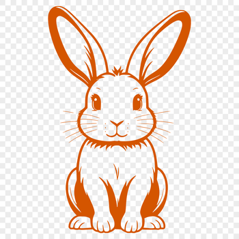 A sitting rabbit illustration with a full body view.