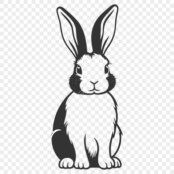 A full-body illustration of a sitting rabbit in a simple vector design.