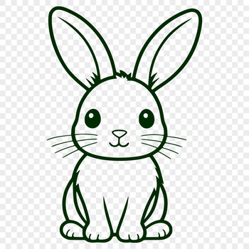 A sitting rabbit in full body view, suitable for digital design projects.
