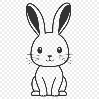 A simple illustration of a full-body rabbit sitting on its haunches.