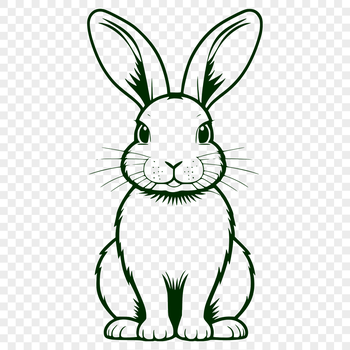 A sitting rabbit in full-body pose, suitable for vector design projects.