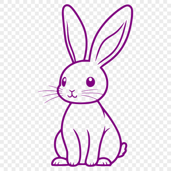A detailed illustration of a sitting rabbit from various angles, suitable for vector design and digital cutting.