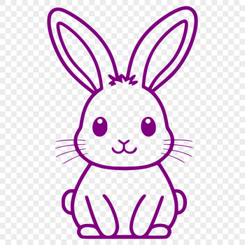 Illustrative rabbit sitting full body with cartoon-like simplicity.