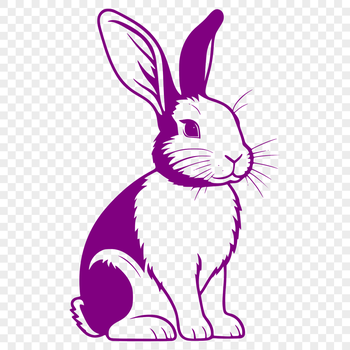 A cartoon rabbit depicted in full-body form, sitting upright on its hind legs.
