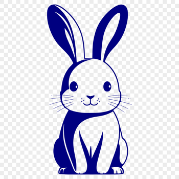 A vector graphic depiction of a rabbit in a seated position.