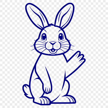 A standing rabbit figure, suitable for various digital designs and crafts.