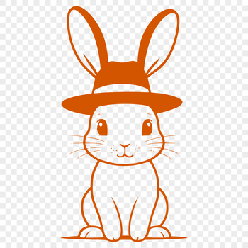 A full-body illustration of a sitting rabbit, suitable for use in graphic design and digital crafting.