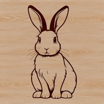 A cartoon-style rabbit sitting on its haunches, suitable for digital design and cutting machine projects.