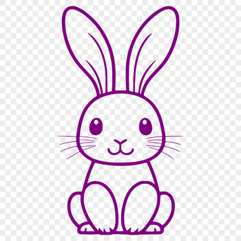A digital representation of a cartoon bunny in a seated position, suitable for graphic design applications.