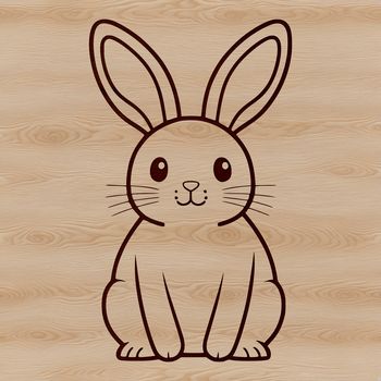 A sitting rabbit illustrated in simple vector lines suitable for various designs.