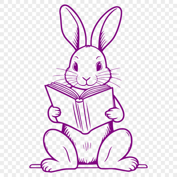 A cartoon-style illustration of a sitting rabbit from the side, suitable for digital use in various applications.