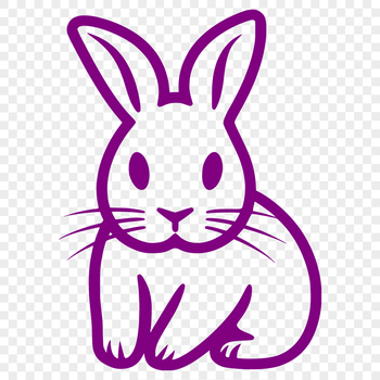 A simple line drawing of a cute rabbit in full body pose, suitable for various digital designs.