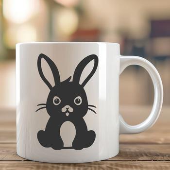 A simple line drawing of a sitting rabbit in full body pose, suitable for vector design projects.