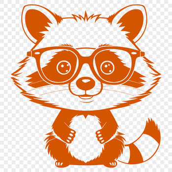 A vector illustration of a raccoon in a forest setting.