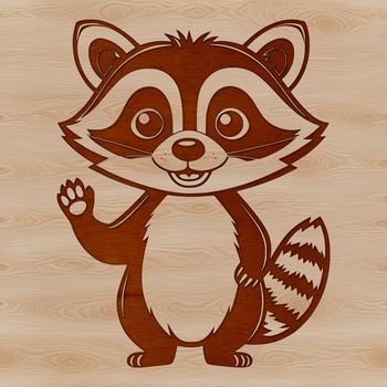 A digital illustration of a racoon in a vector format.