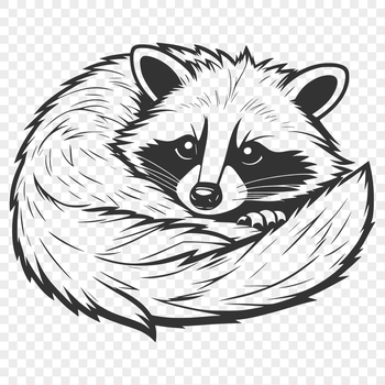 A detailed digital illustration of a raccoon in a neutral color scheme.