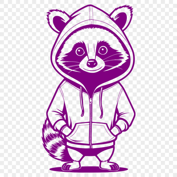 A detailed illustration of a raccoon in profile.