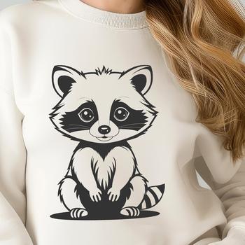 A high-resolution SVG graphic featuring a cartoon-style raccoon design.