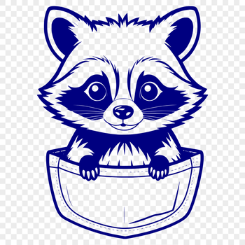 A stylized illustration of a raccoon's face in vector format.