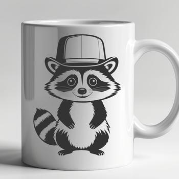 A vector illustration of a raccoon wearing a hat, suitable for cutting machine designs.