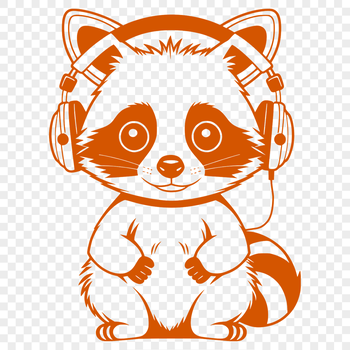 A cartoon raccoon wearing headphones in a playful illustration style.