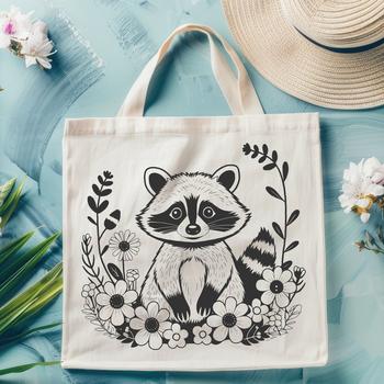 Raccoon illustration in vector format, suitable for various cutting machines and design software.