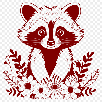 A stylized vector illustration of a raccoon in various poses.