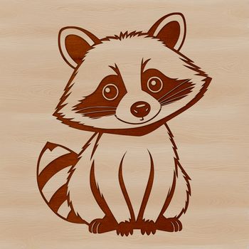 A raccoon designed as a vector graphic, suitable for digital cutouts or laser cutting.