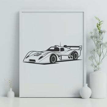 A high-performance racing car with sleek design elements, ideal for vector art projects.