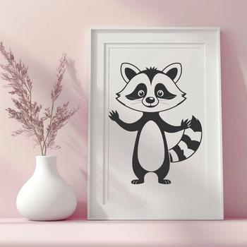 Illustrated raccoon graphic in vector format