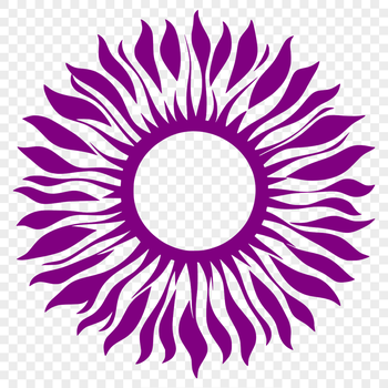 A stylized vector illustration of the sun with bold lines and bright colors.
