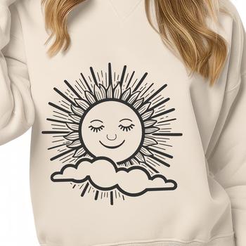 A simple vector illustration of the sun in various colors and styles.