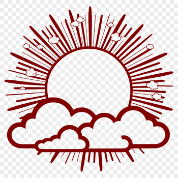 A simple SVG illustration of the sun with rays, suitable for graphic design and crafting projects.