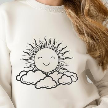 A stylized sun illustration in a digital vector format.