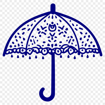 A stylized illustration of an umbrella in various weather conditions.